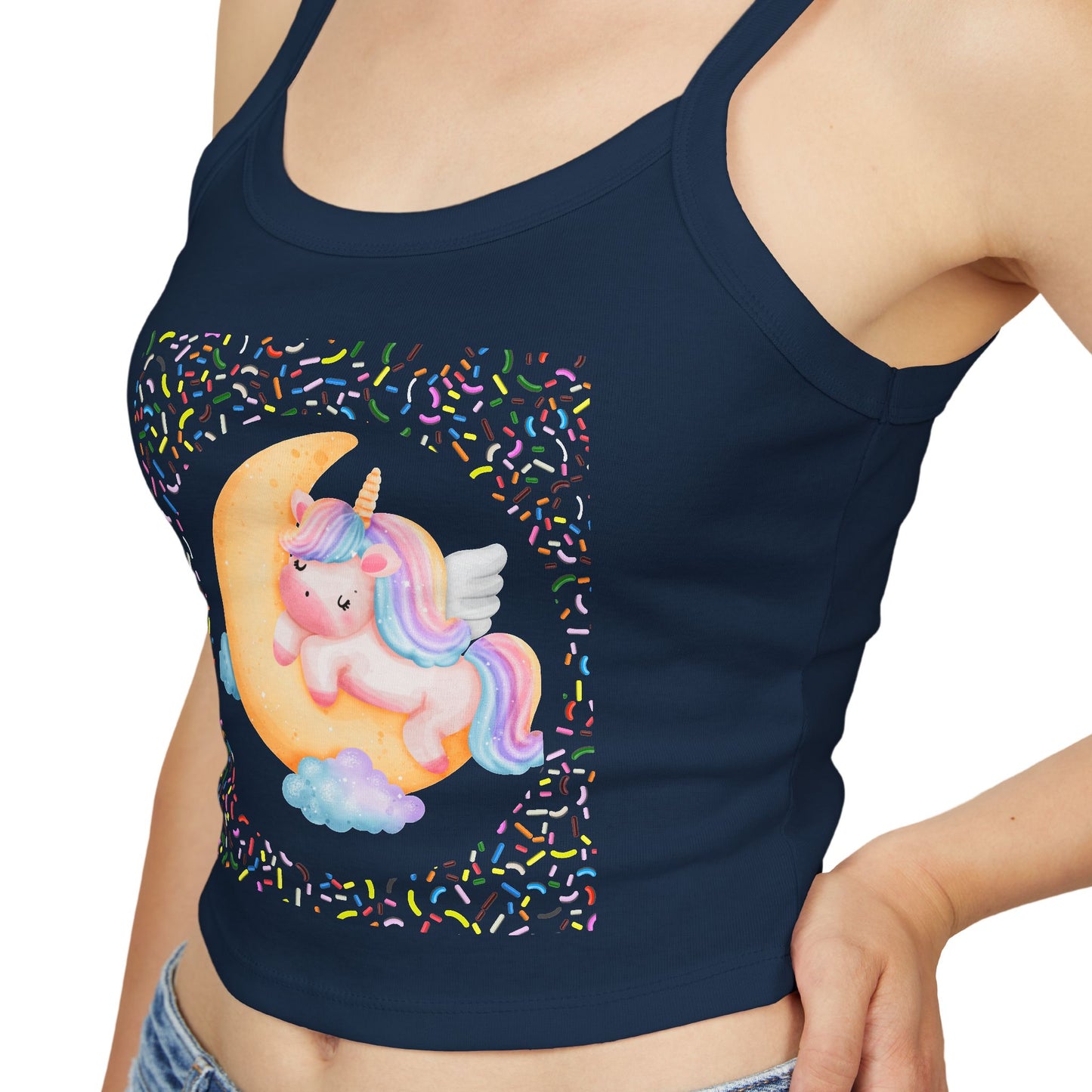 Spaghetti Strap Tank Top, Women's Wear, Summer Collection, Stylish And Chic, Comfortable And Durable, Cute Unicorn Design