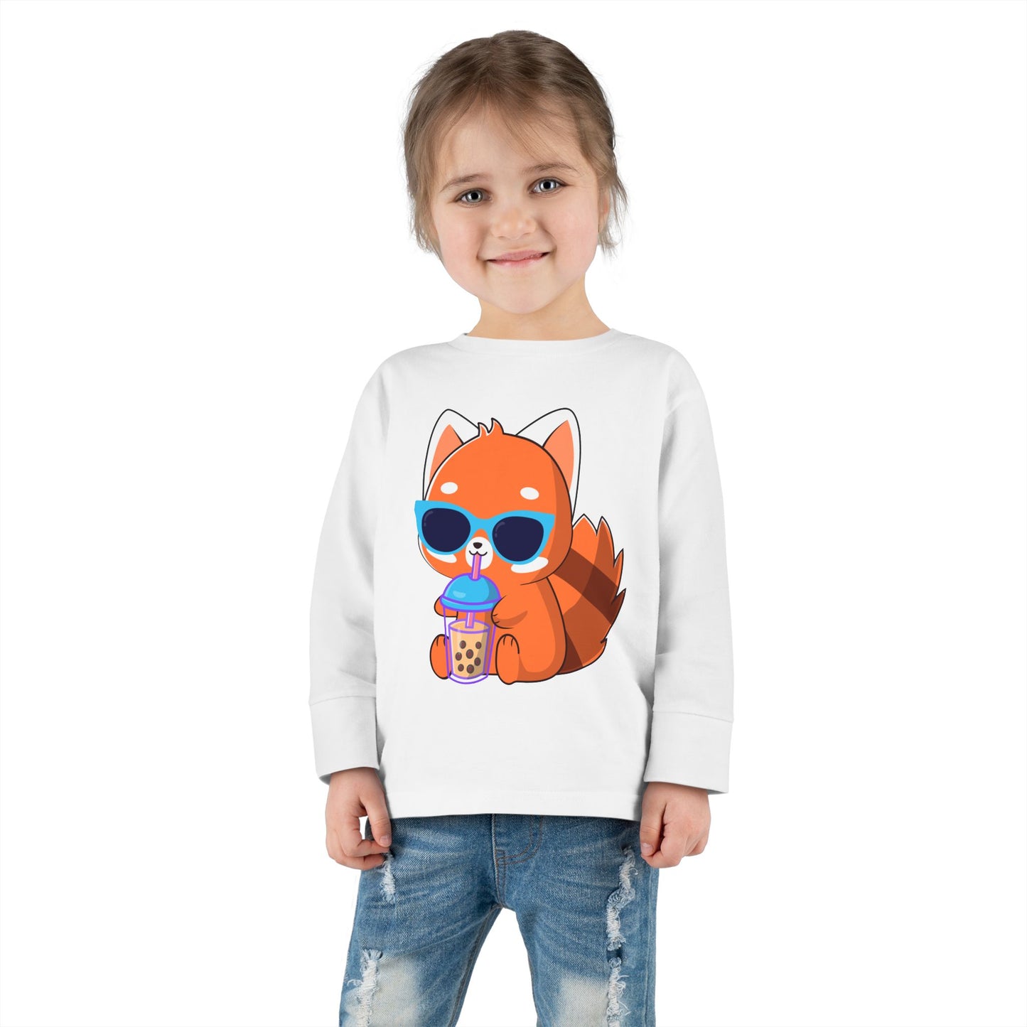 Toddler Long Sleeve Tee - 100% Combed Ringspun Cotton - Unisex Fit, Comfortable And Stylish, Fox Design, Made For Kids, Kids Wear