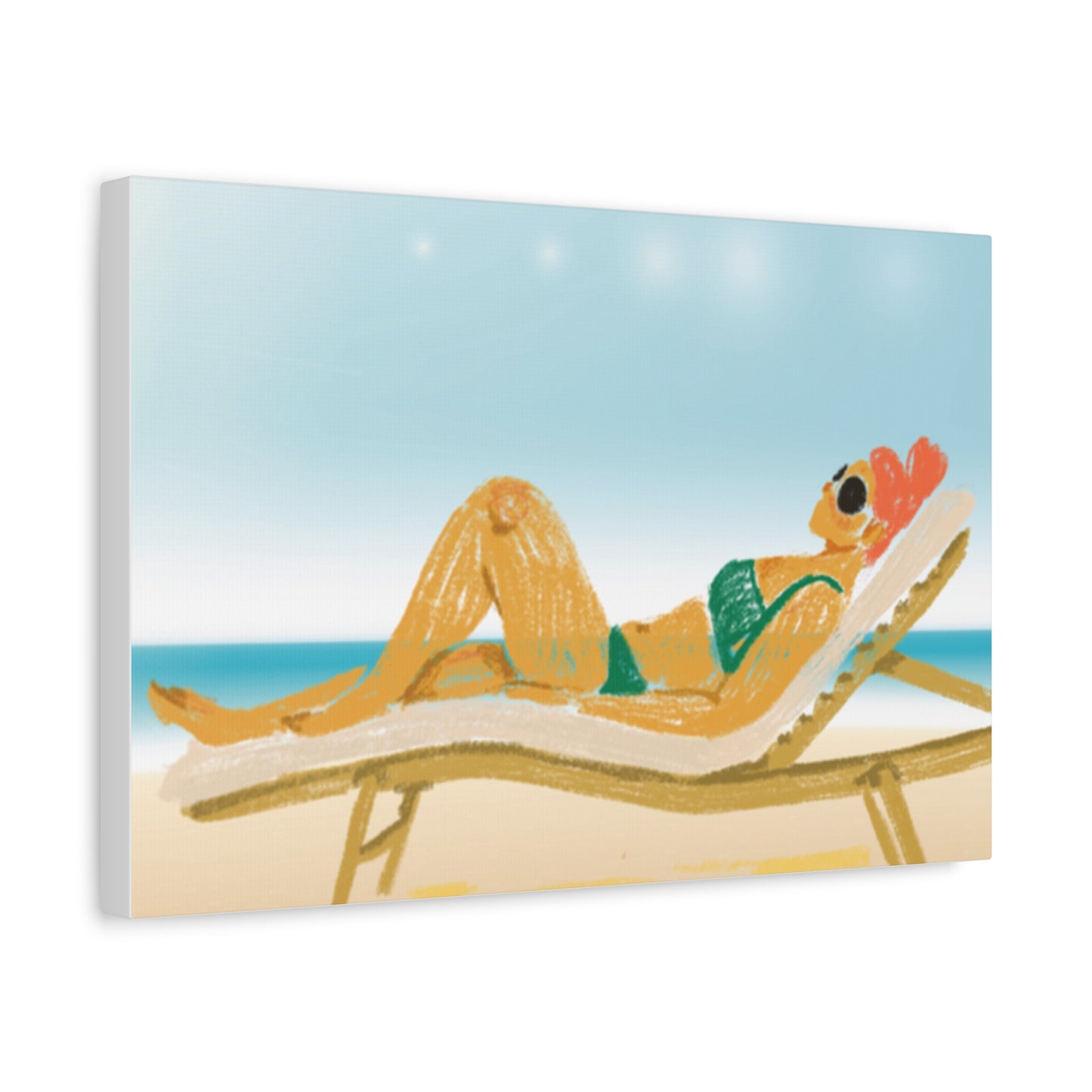 Lady On The Beach Canvas Print, Canvas, Relax and Rejuvenate, Sunbathe, Sunbathing, Home Decor