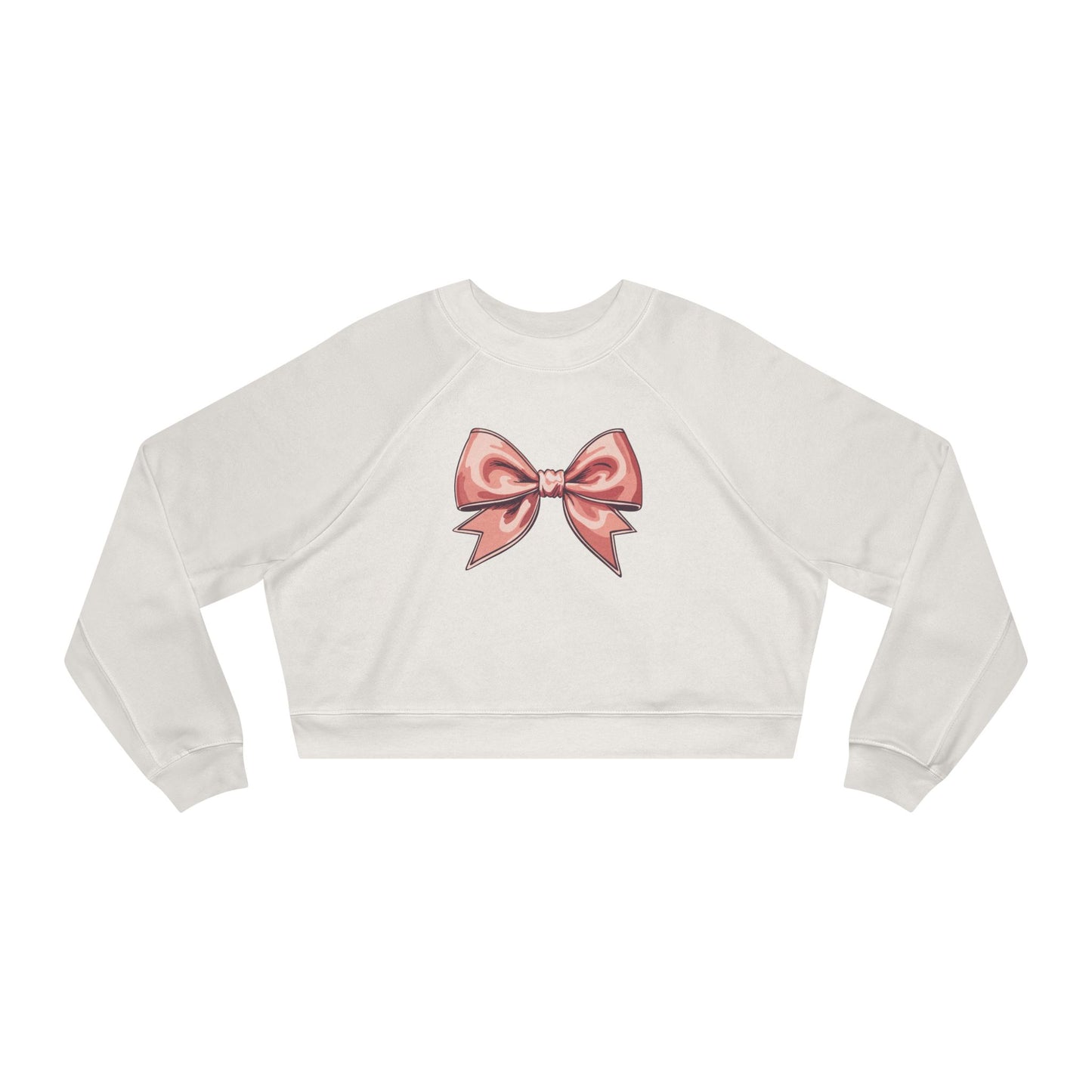 Chic Women's Cropped Fleece Pullover with Bow and No Drama Design