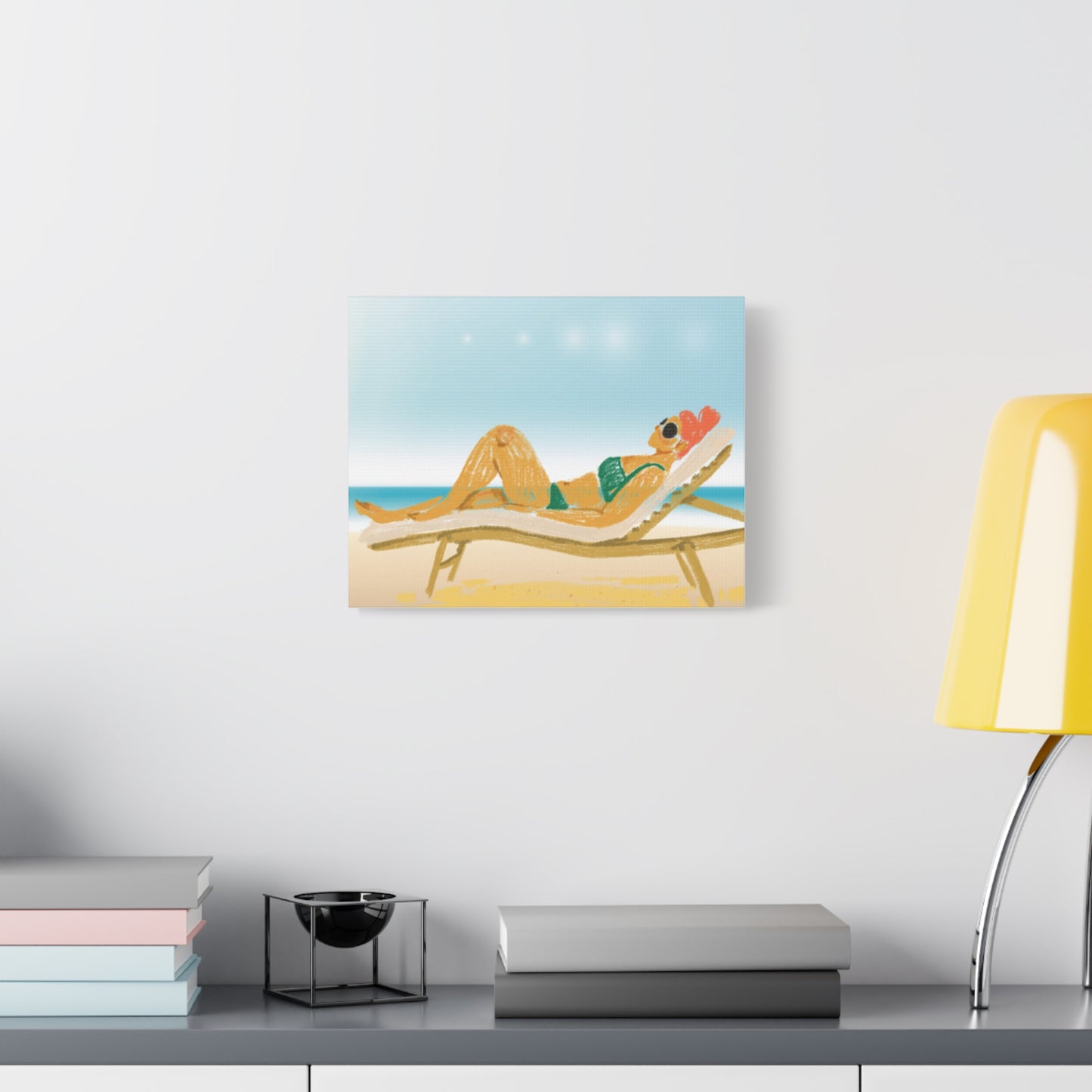 Lady On The Beach Canvas Print, Canvas, Relax and Rejuvenate, Sunbathe, Sunbathing, Home Decor