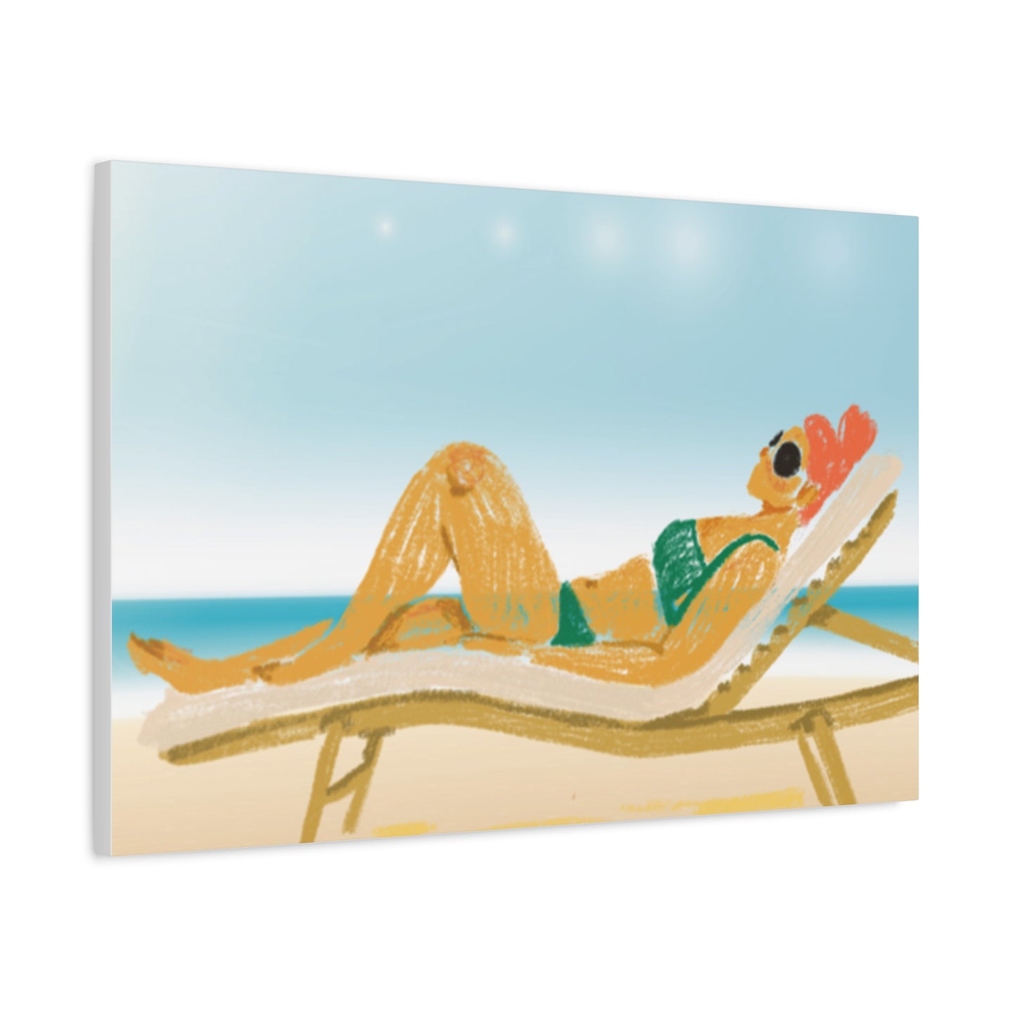 Lady On The Beach Canvas Print, Canvas, Relax and Rejuvenate, Sunbathe, Sunbathing, Home Decor