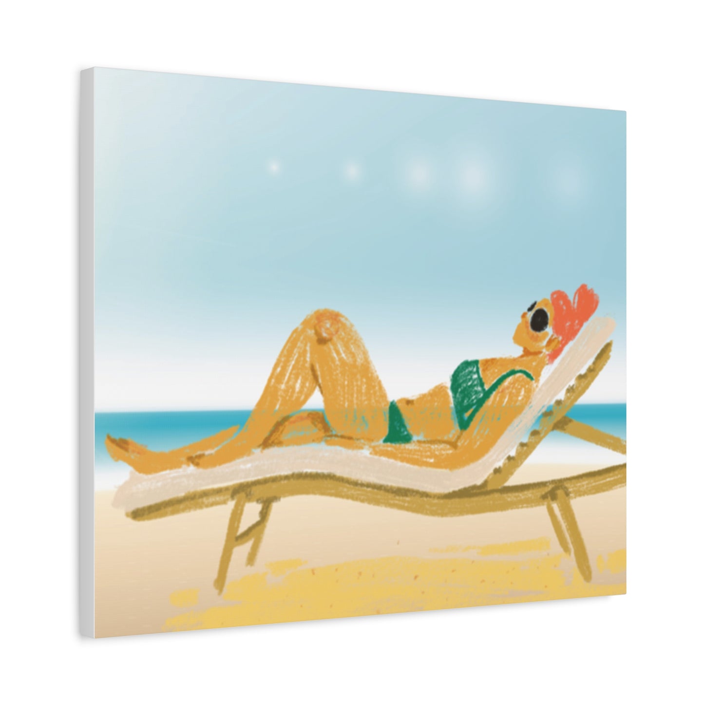 Lady On The Beach Canvas Print, Canvas, Relax and Rejuvenate, Sunbathe, Sunbathing, Home Decor