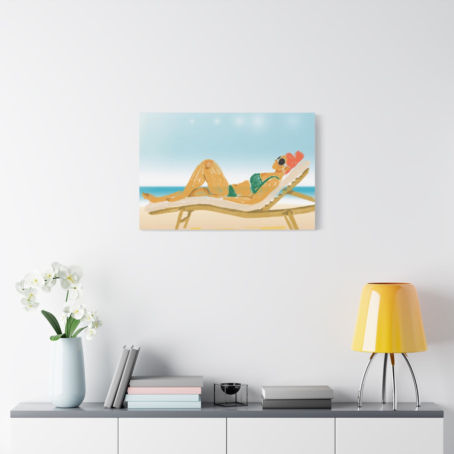 Lady On The Beach Canvas Print, Canvas, Relax and Rejuvenate, Sunbathe, Sunbathing, Home Decor